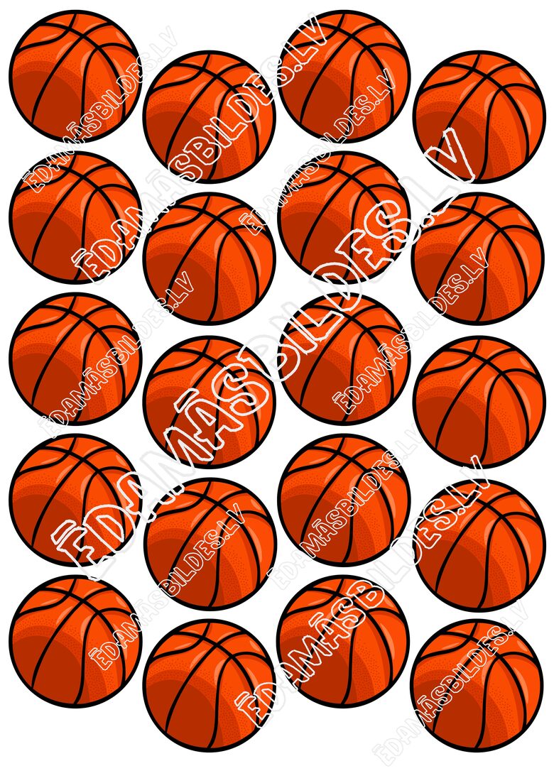 Cukura papīrs ar apdruku "Basketbola bumba", 5 cm